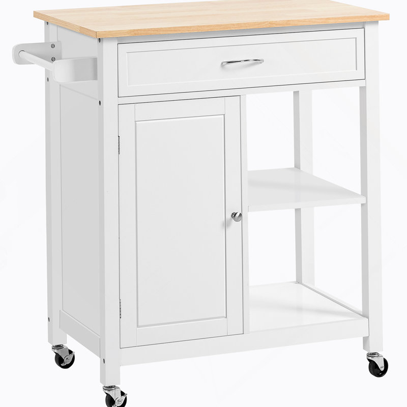 Kitchen Island Cart, Rolling Kitchen Island With Storage, Solid Wood Top, Drawer, For Dining Room