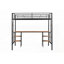 Twin-size Loft Bed with Table &amp; Shelves - Heavy-duty Metal, No Box Spring Needed, Noise Reduced