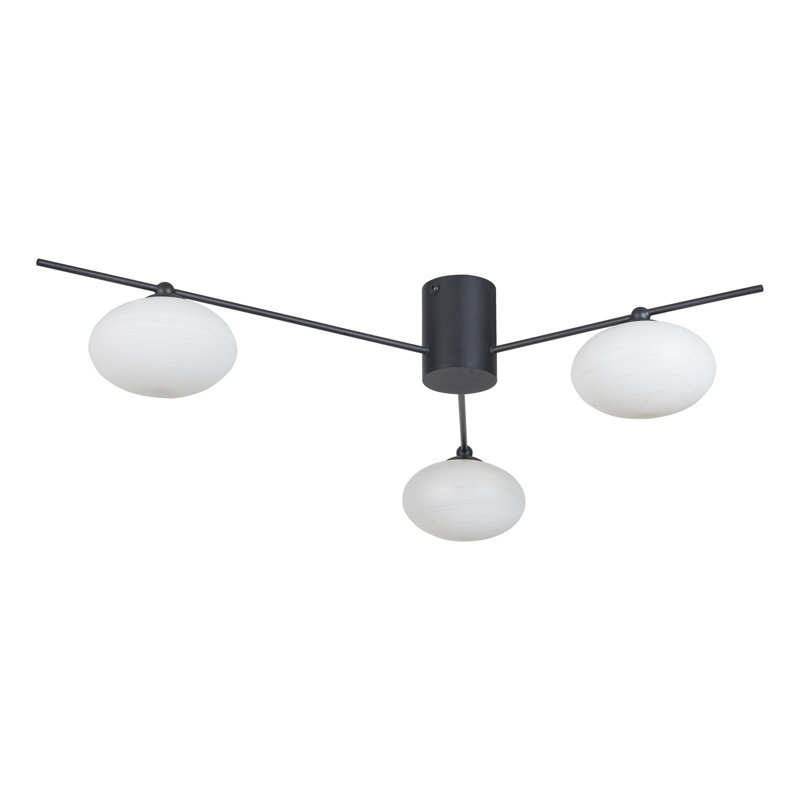 Rachata Glass Semi Flush Mount, Black