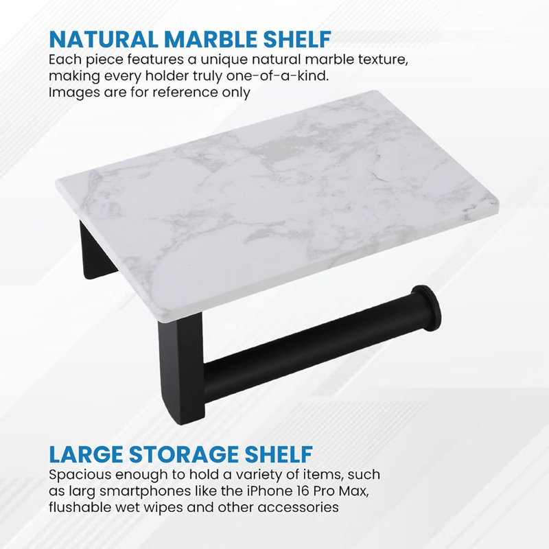 Porte-papier hygiénique Marble, Noir, noir, noir, noir