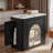 Kitchen Island With Extendable Tabletop, Power Outlet, Side Storage Area And Built-in Led Light Strip-726148432