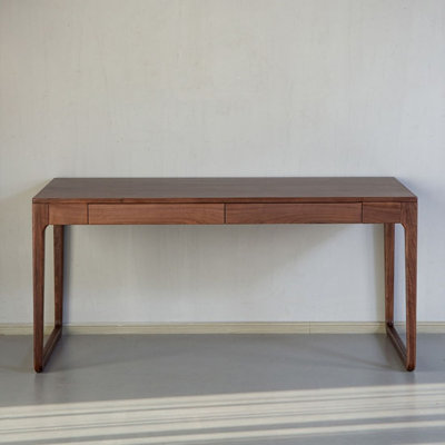 Nut-brown Rectangular Solid Wood Writing desk with drawers desk