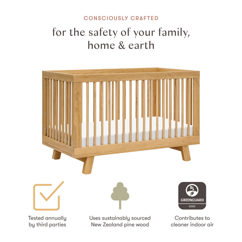 Hudson 3-in-1 Convertible Crib, Honey