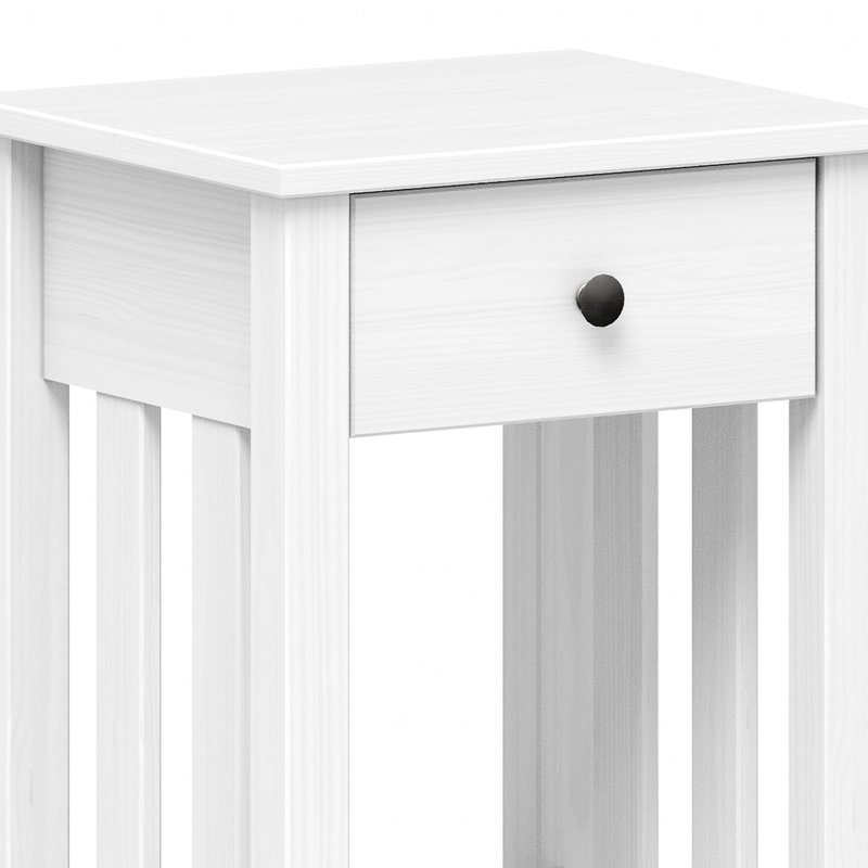 Ahmyiah 1-Drawer Solid Wood Nightstand, 1, White