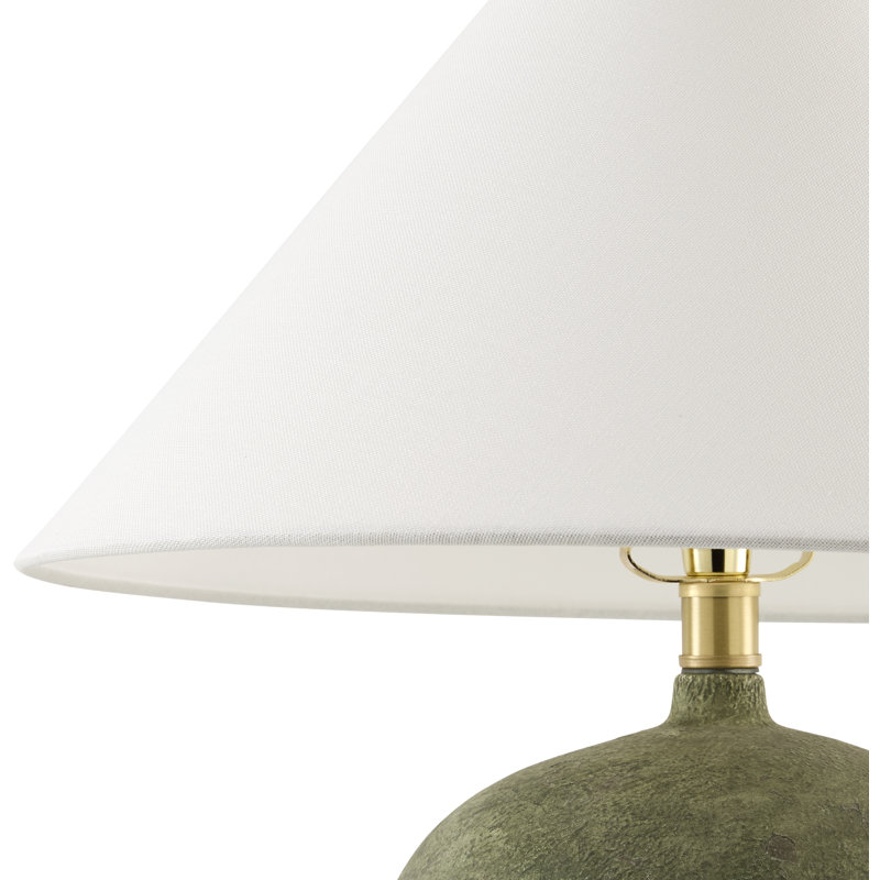 Lampe de table Croce, Vert, Lin blanc empire