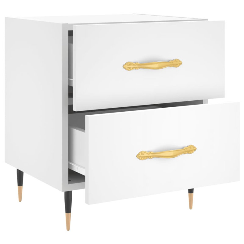 Rydal 40cm W Iron Bedside Table, White, Set of 2
