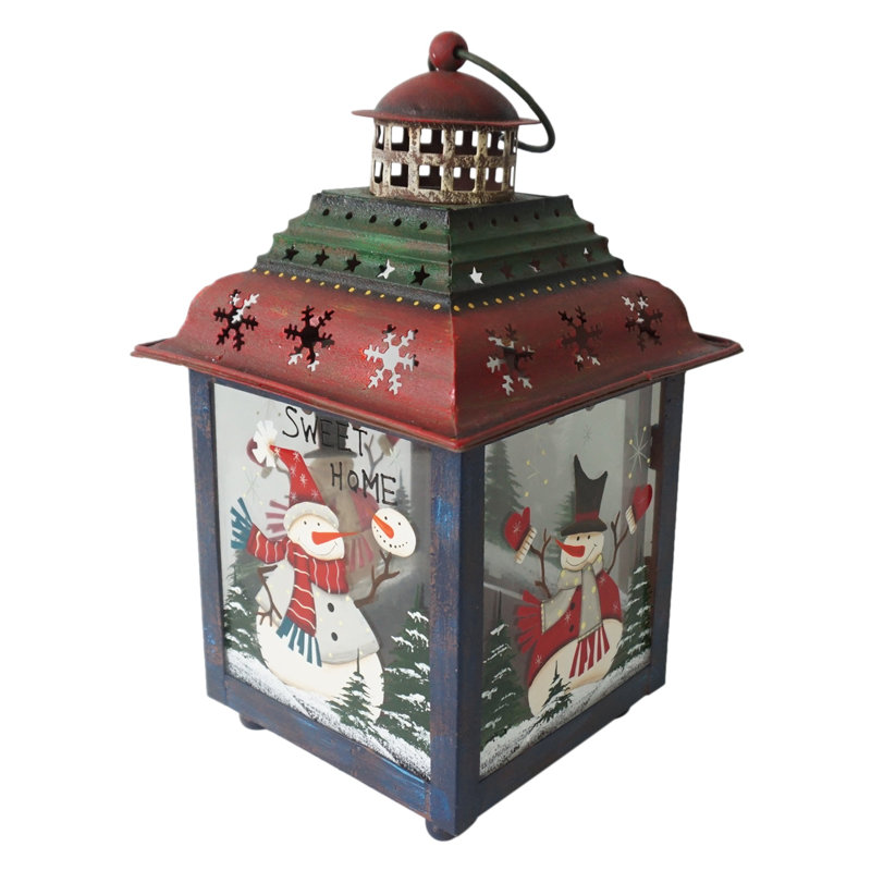 Lanterne de Noël verte, verte et bleue, H 11 po x l 6 po x P 6 po