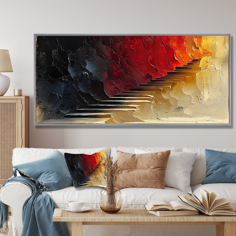 Escalade religieuse vers le ciel - Fauvisme, art mural, H 28 po x l 60 po, Impression encadrée flottante, Argent argent