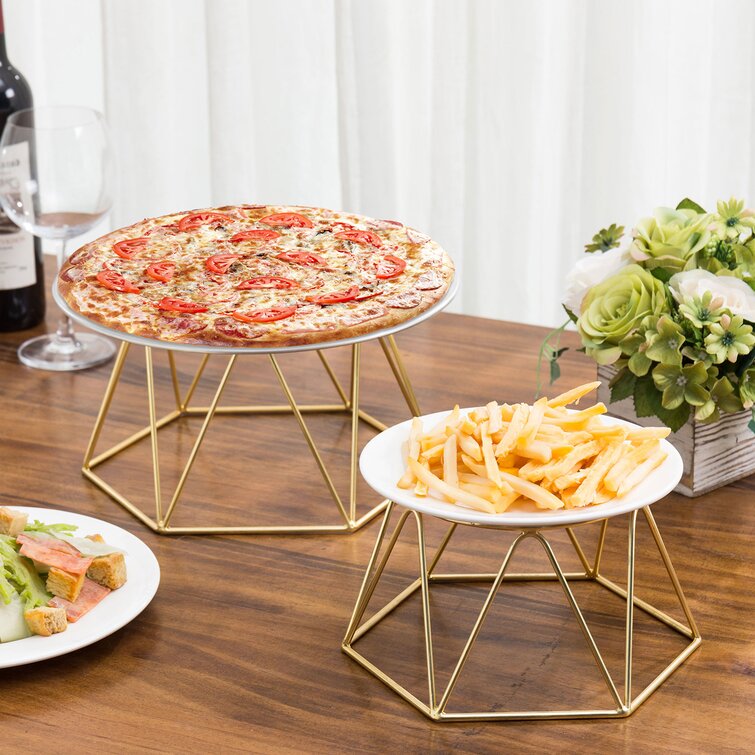 Tabletop Black Metal Pizza Pan Riser Stands, Food Platter Tray Display, Set  of 6