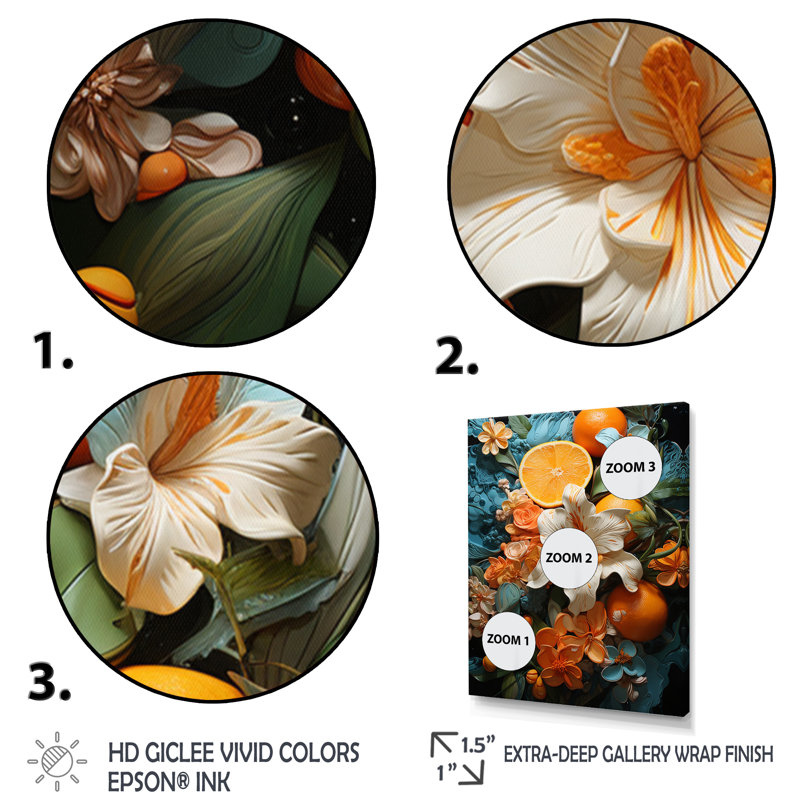 Orange orange, tropical, enchevêtrement I - Collages abstraits, art mural, salon, Encadrement doré
