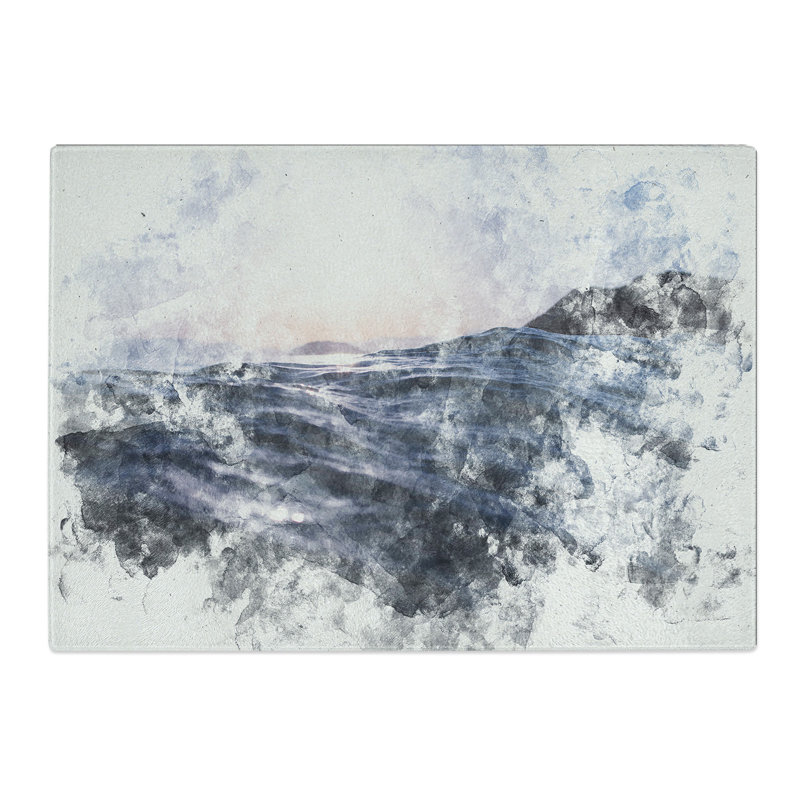 Tempered Glass Ocean Moods Chopping Board, 20 cm x 28.5 cm