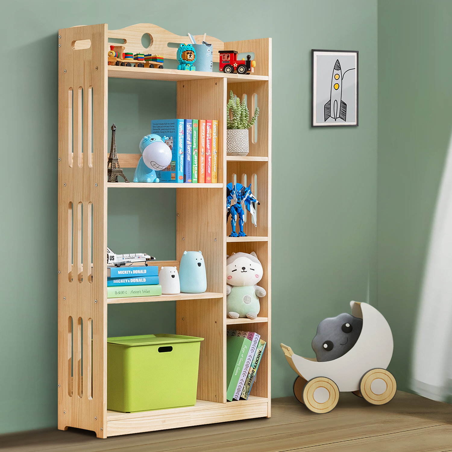 MoNiBloom Wood Standard Bookshelf, Open Bookcase, Books Toys Storage  Shelving Stand Rack for Home