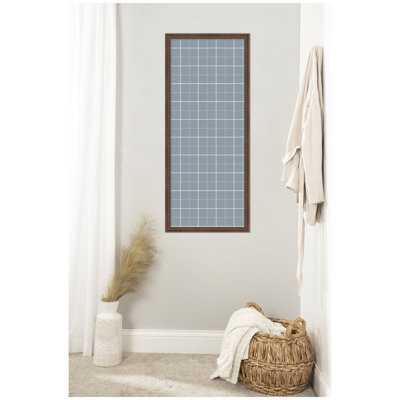 Framed Fabric Pinboard Light Blue Plaid Printed Linen Bulletin Board