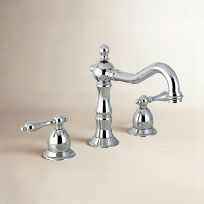 Kingston Brass Heritage Two-Handle 3-Hole Deck Mount Widespread Bathroom Faucet with Brass Pop-Up Drain