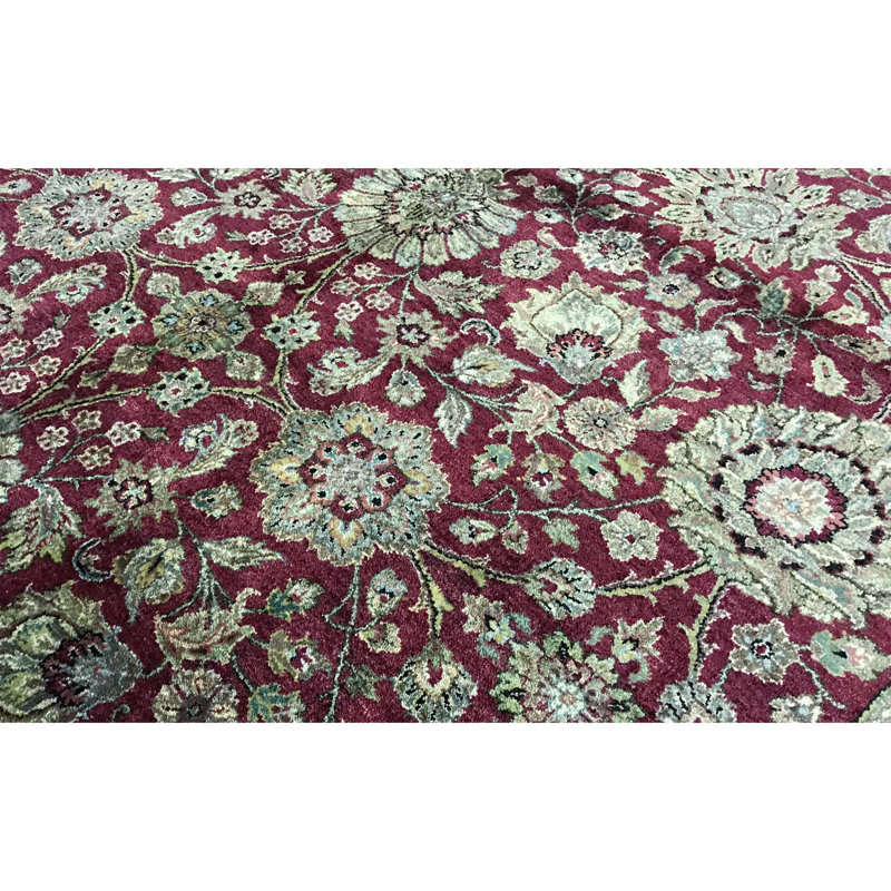 Tapis rouge et noir noué à la main de haute qualité
