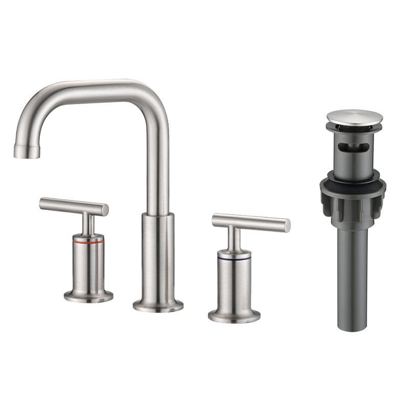Widespread 2-handle Bathroom Faucet with Drain Assembly, Brushed Nickel