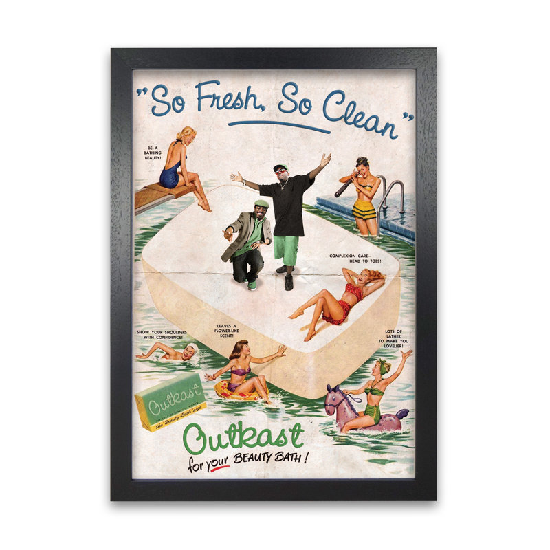 Outkast So Fresh So Clean by David Redon - Print, 84.1 cm H x 59.4 cm W x 5 cm D, Black Grain