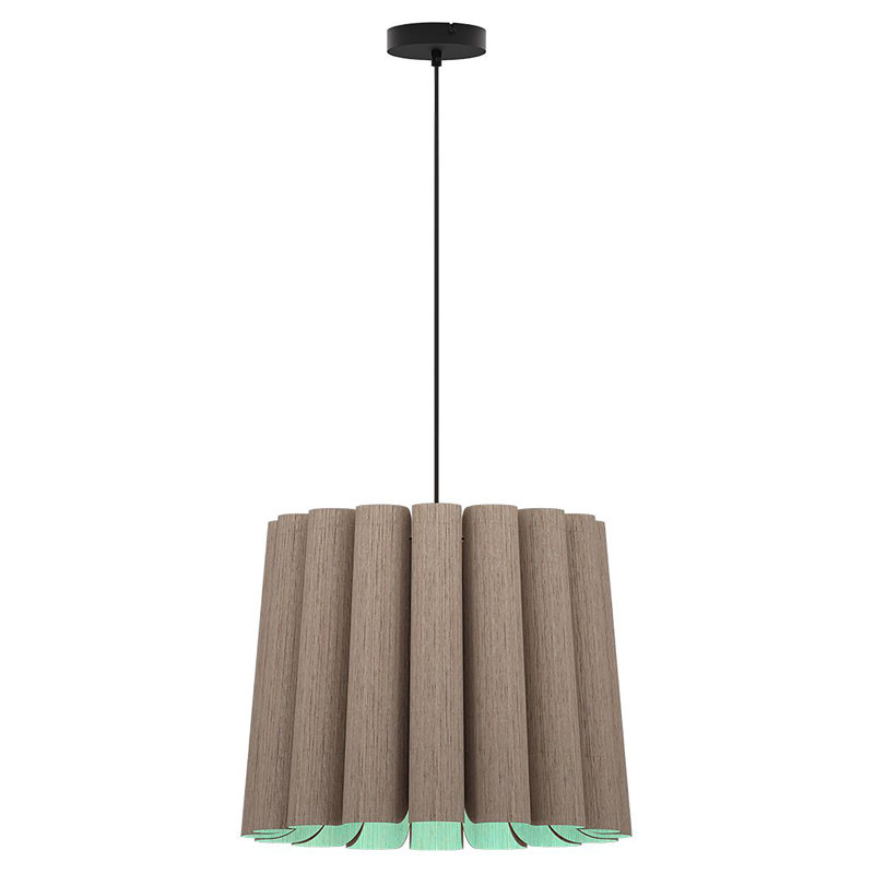 Grey Oak and Light Petrol Wood Veneer Pendant Light