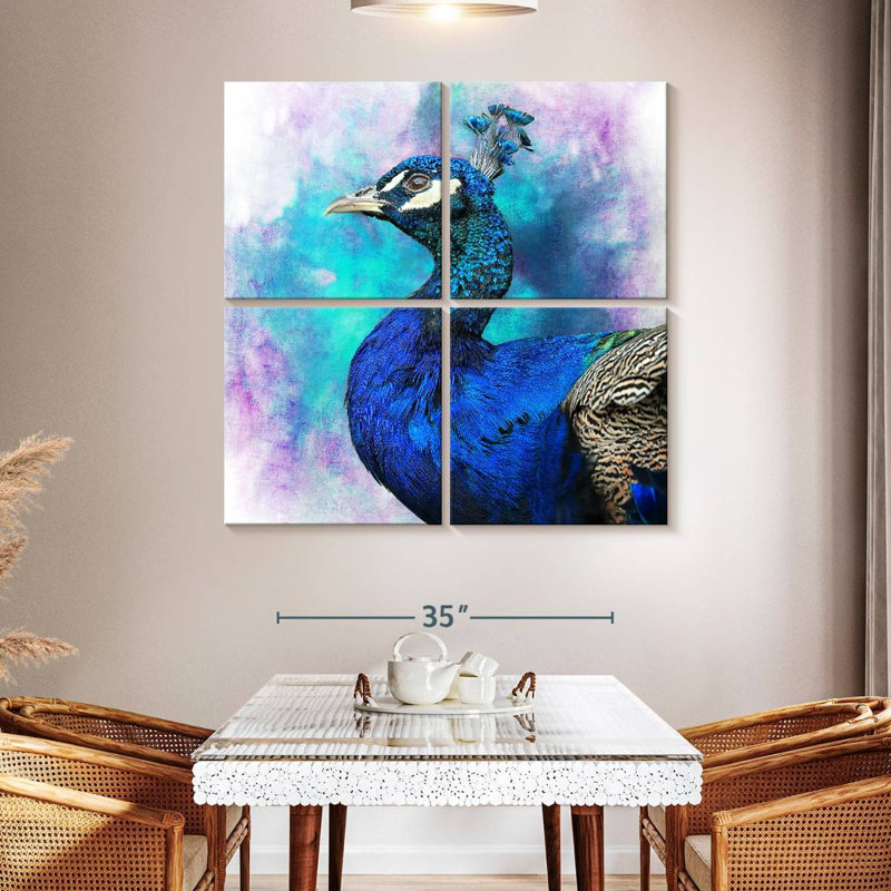 Fier paon bleu Brampt, H 45 po x l 45 po