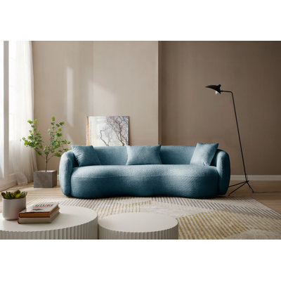 Modern Curved Boucle Fabric Three - Seater Sofa For Bedroom, Office, And Apartment, Offering Comfort And Style