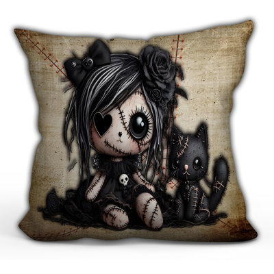 Little Stitch Ups Rag Doll And Her Cat2 Throw Pillow