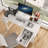 47"Office Desk With Power Outlet,3 Drawers,Side Pocket, Study Desk Easy To Assemble,Frame Stability Reversible For Home Desk, Company Computer Desk, Game Table,Vanity Table,-2131550389