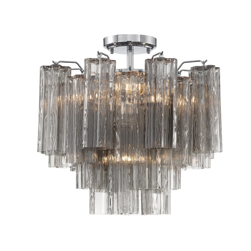 Dalores Glass Semi Flush Mount, Polished Chrome