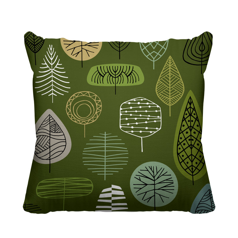 Felicity Outdoor Reversible Throw Pillow, 15W" x 15H", Green