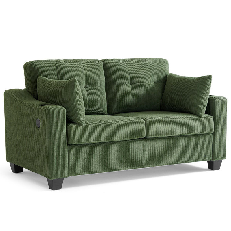 Pull Out Sofa Bed, Sleeper Sofa, 2-In-1 Convertible Corduroy Couch with USB Charging, Memory Form Couch for Living Room, Apartment and Small Space