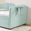 Lit de jour rembourré Gingham avec couchette coulissante, rangement latéral et structure en bois massif pour une utilisation multifonctionnelle dans les chambres d'enfants et d'invités-328520561-328520560