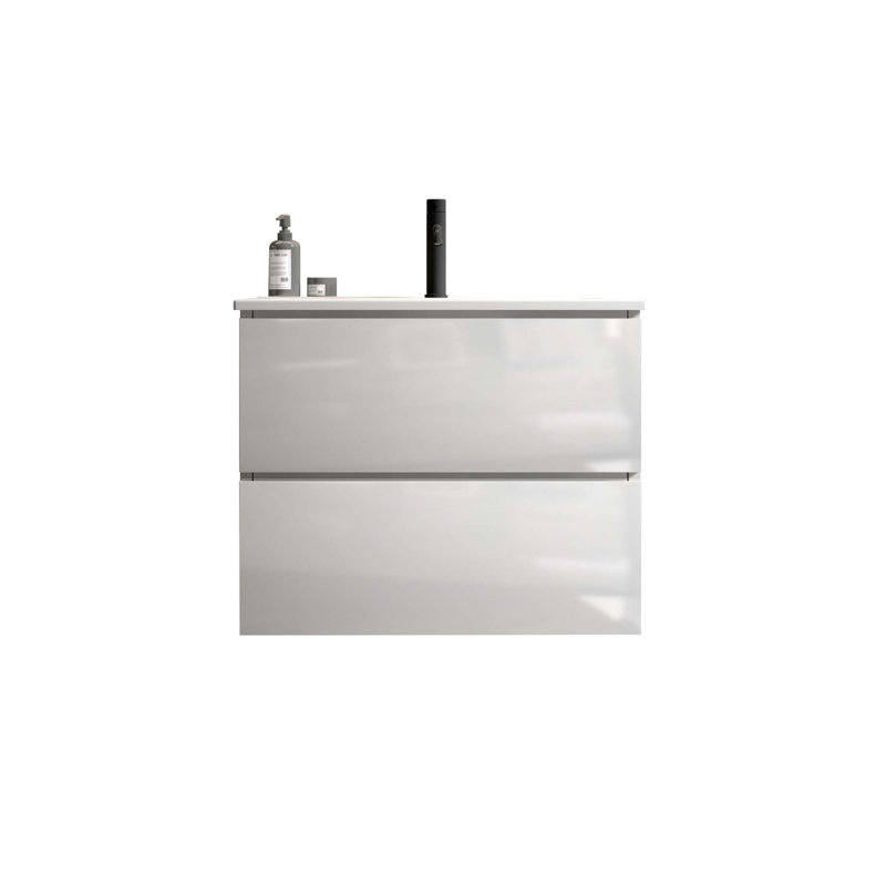 Meuble-lavabo mural 24 po avec lavabo, Blanc