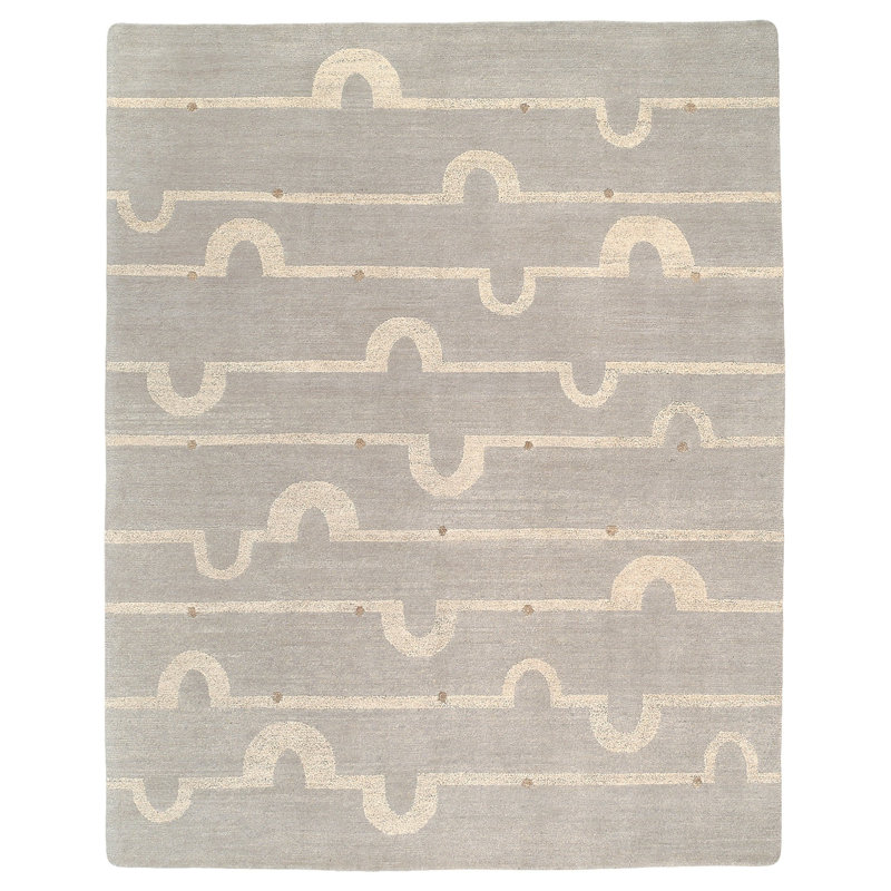Modern Striped Area Rug in Gray/White, Rectangle 2' x 3'