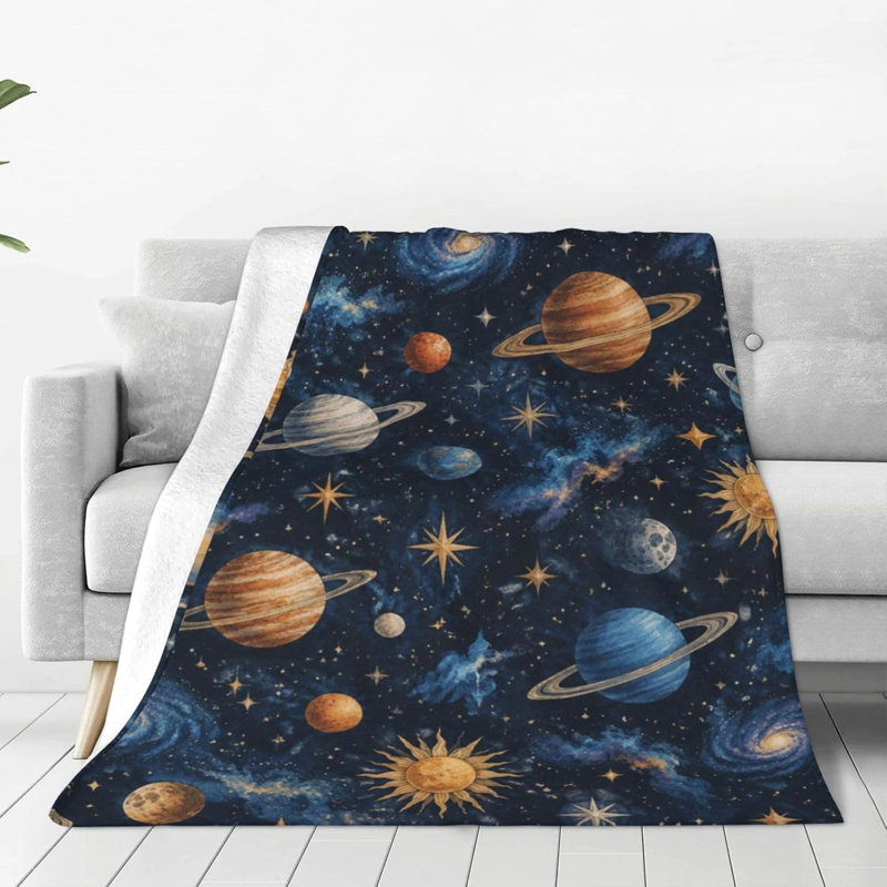 Couverture en flanelle Planètes Galaxies Célestes, 127 x 152 cm, 50 x 60 po