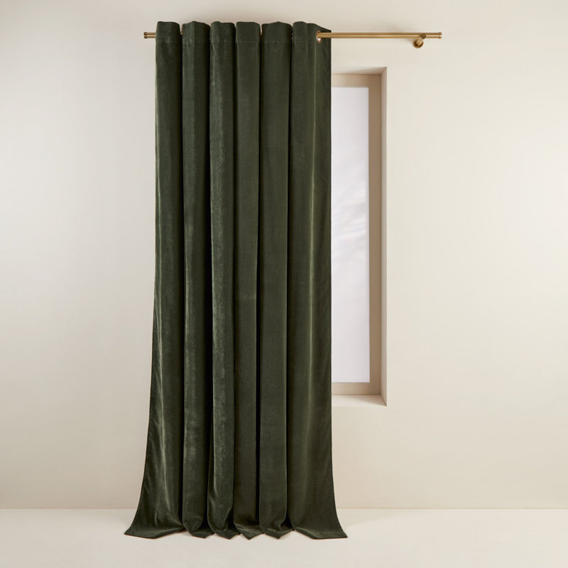 Dario Room Darkening Curtain Single Panel, 137 x 350cm, Dark Green