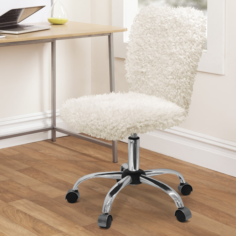 Abilene Kids 16.5'' Adjustable Height Task Chair and Ottoman, White Sherpa