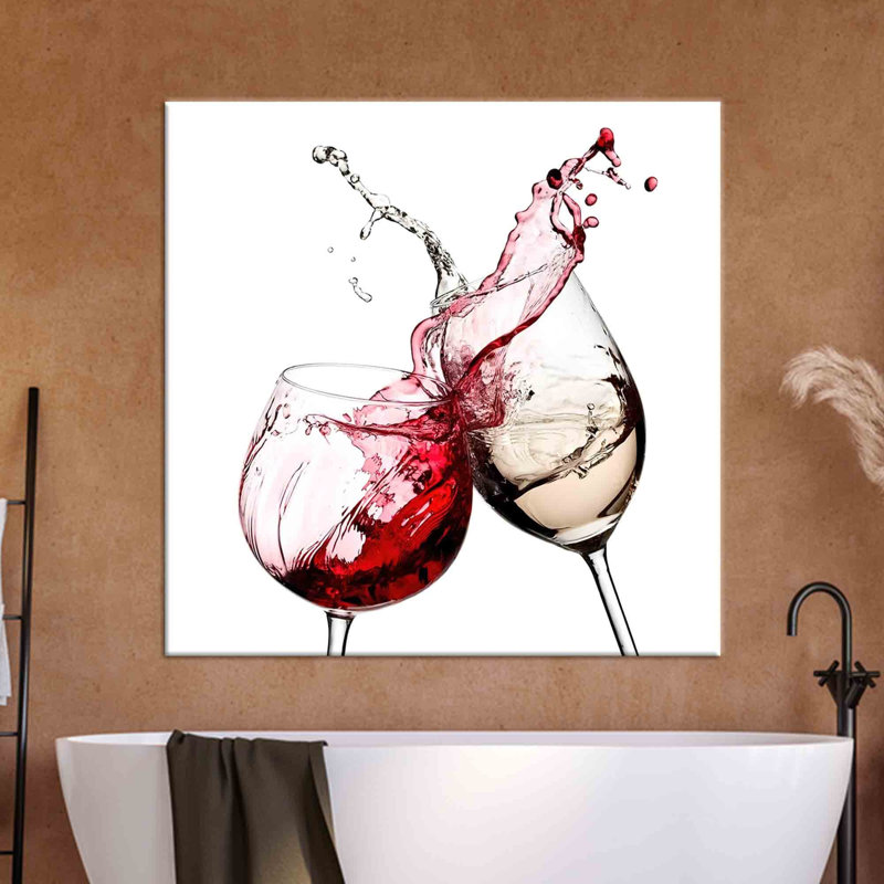 Extra Large 3D Modern Wall Art Canvas Featuring and Wine Splash in Kitchen Decor, 80 cm H x 80 cm W, Wrapped Canvas