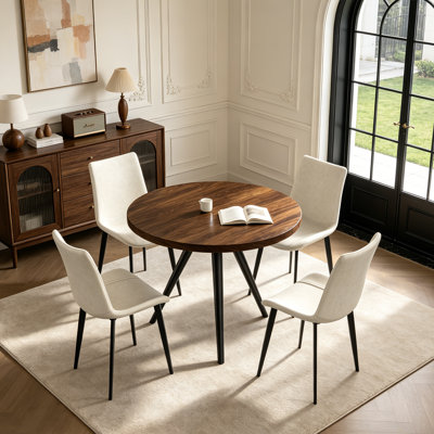 5-Piece Round Dining Table Set, 34.7" Modern Kitchen Table with Dining Chairs