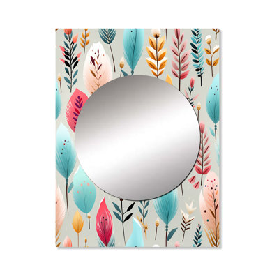 Necat Pastel  Bohemian Ferns Pattern - Floral Decorative Wall Mirror, Floral Mirror, Printed Metal Art