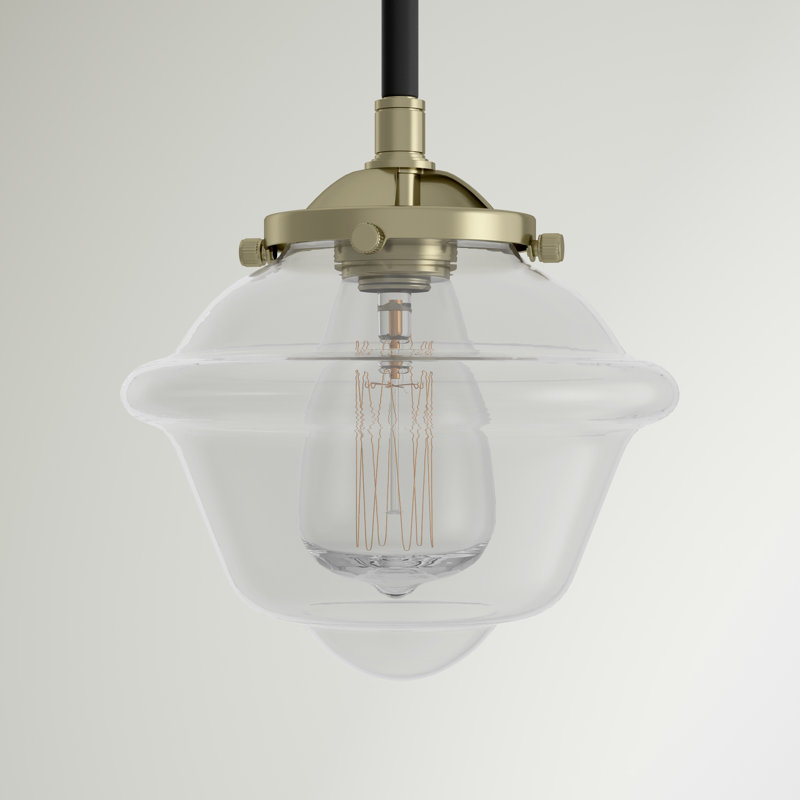 Luminaire suspendu simple à 1 lumière Baptiste, Ampoule non incluse, Transparent, Bronze huilé