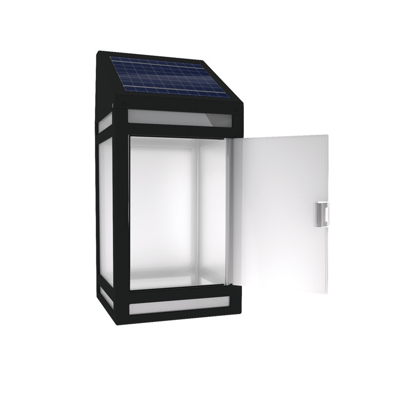 Alonie Outdoor Solar LED Wall Lantern, LED White/Amber, Clear