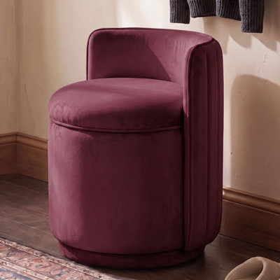 Upholstered Velvet 360° Swivel Storage Vanity Stool
