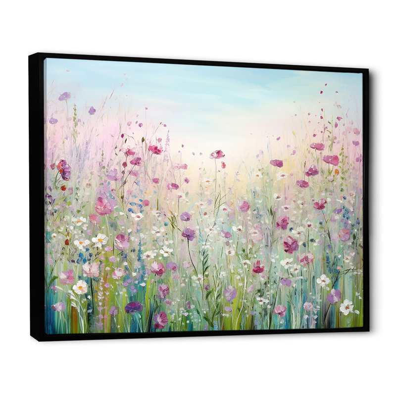 Art sur toile, "Fleurs sauvages", Reproduction avec cadre flottant, H 12 po x l 20 po, Noir