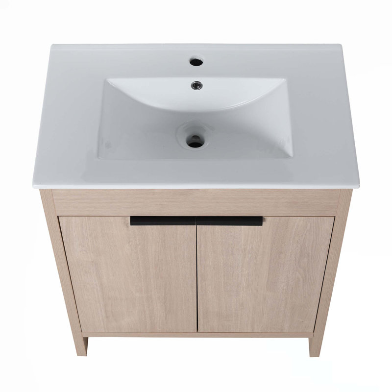 Meuble-lavabo autoportant avec lavabo en céramique