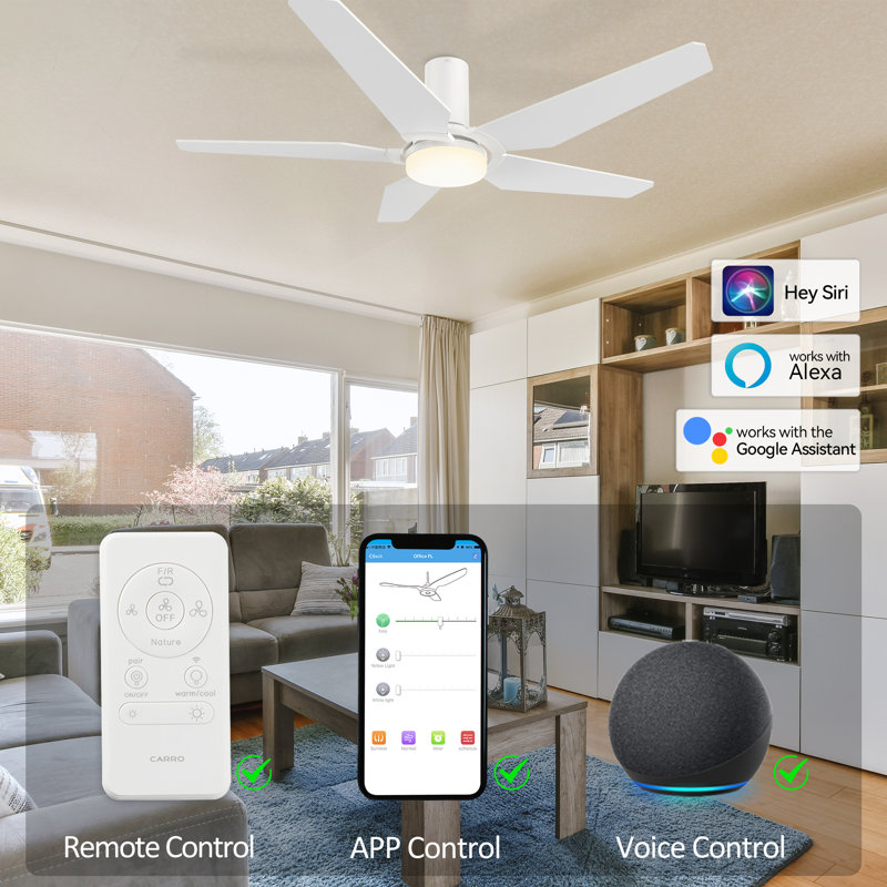 52'' Ceiling Fan with LED Lights, White