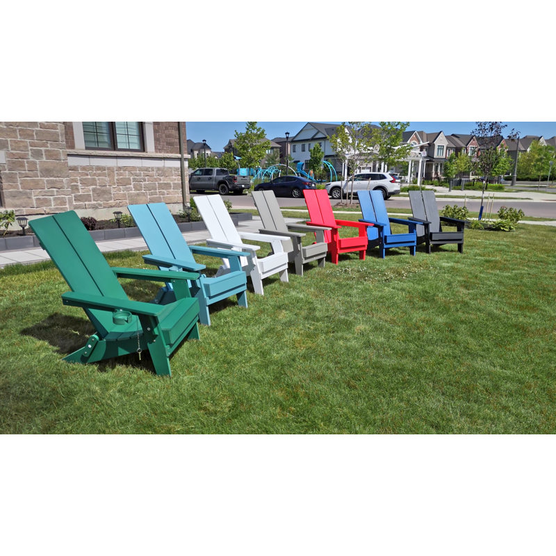 Krikacy Extra Large Modern Foldable Adirondack Chair with Cup Holder, Teal