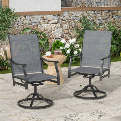 Outdoor Textilene Swivel Dining Armchair by Lark Manor