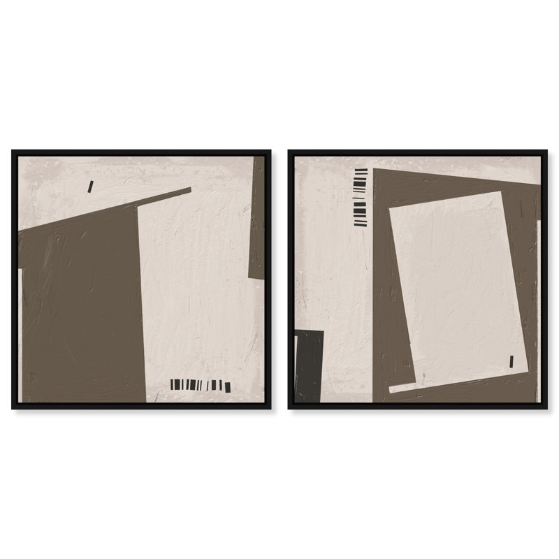 Structural Set Canvas Abstract Print by Oliver Gal, Black Frame, 12 x 12, 31"H x 31"W, Black Floater Frame