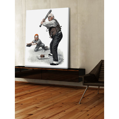 «Gramps At The Plate» par Norman Rockwell, reproduction d'art sur toile tendue