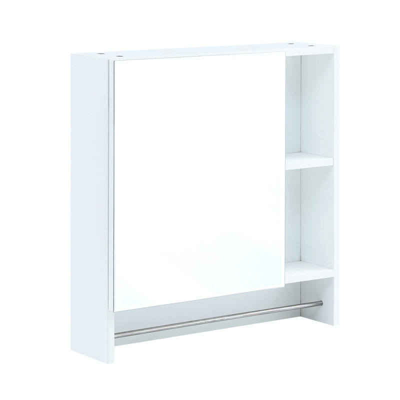 Armoire de salle de bain à miroir - Porte-serviettes mural à 4 compartiments à charnières silencieuses avec rangement et 2 cachettes ouvertes
