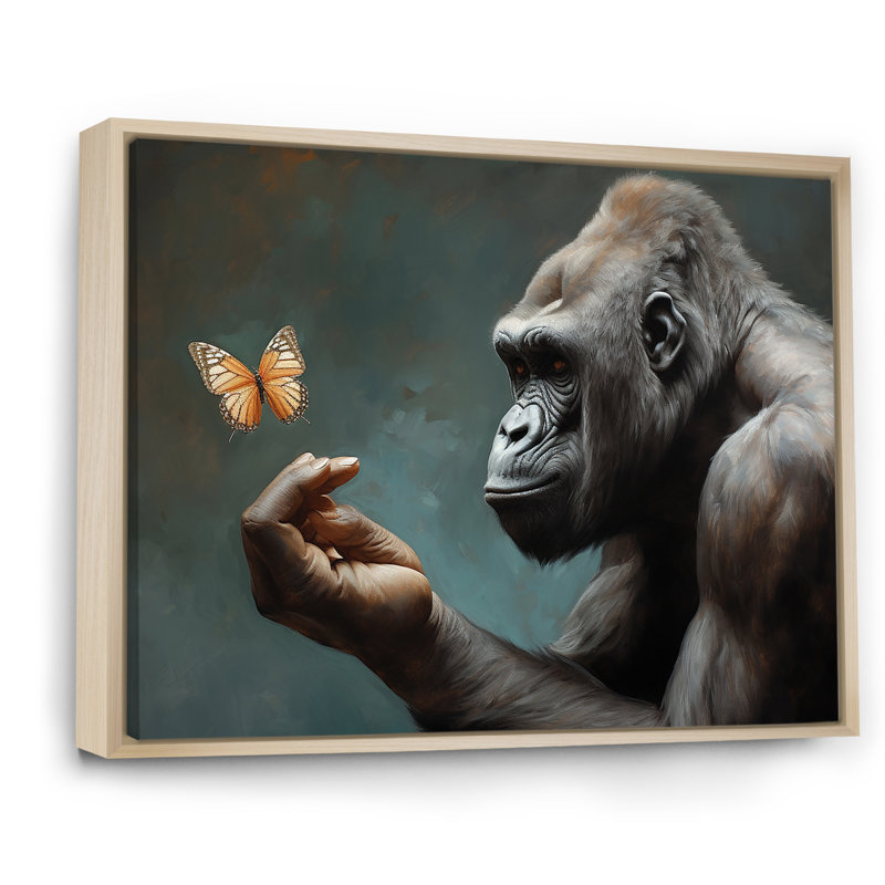 «Gorillas Gentle Touch», impression sur toile, H 16 po x l 32 po x P 1 po, Cadre naturel flottant